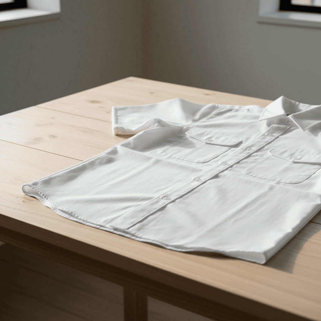 White work shirt, fresh coffee spill — after