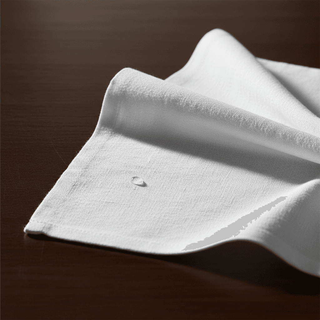 White cloth, turmeric splotches — after